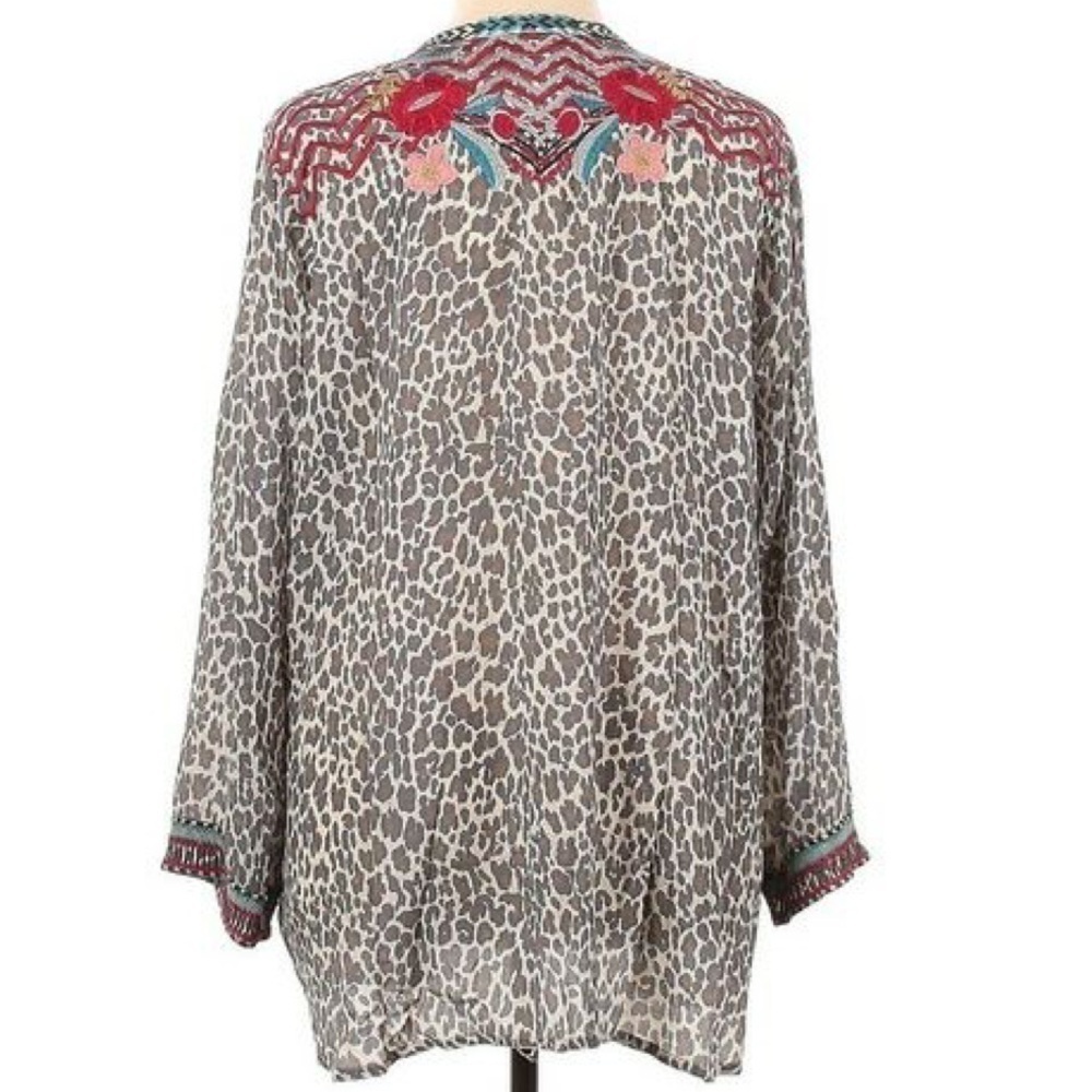 Johnny Was Biya heavily embroidered Navila silk blouse (oversized) NWT RARE - Picture 12 of 12